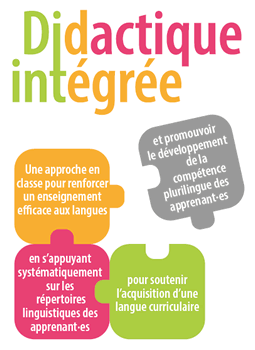 Four puzzle pieces that explain the main points of the Indegrated didactics project.
