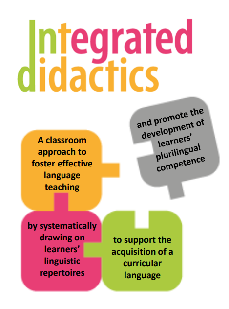 Four puzzle pieces that explain the main points of the Indegrated didactics project.